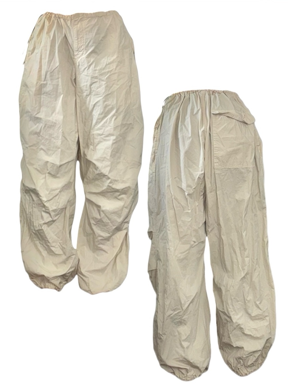 Lightweight Elastic-Waist Track Pants in Cream